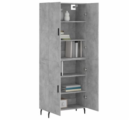 vidaXL Highboard betonggrå 69,5x34x180 cm konstruert tre