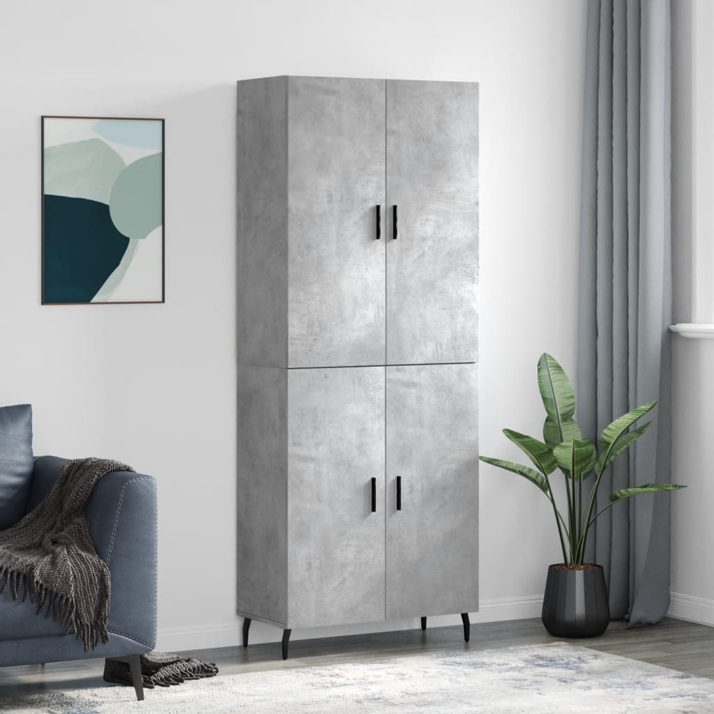 Skříň highboard betonově šedá 69,5x34x180 cm kompozitní dřevo