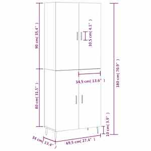 Skříň highboard šedá sonoma 69,5 x 34 x 180 cm kompozitní dřevo - obrázek 13