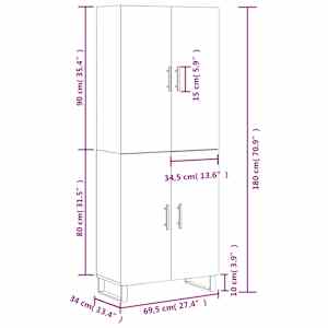 Skříň highboard bílá 69,5 x 34 x 180 cm kompozitní dřevo - obrázek 13
