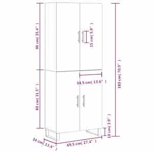 Skříň highboard betonově šedá 69,5x34x180 cm kompozitní dřevo - obrázek 13