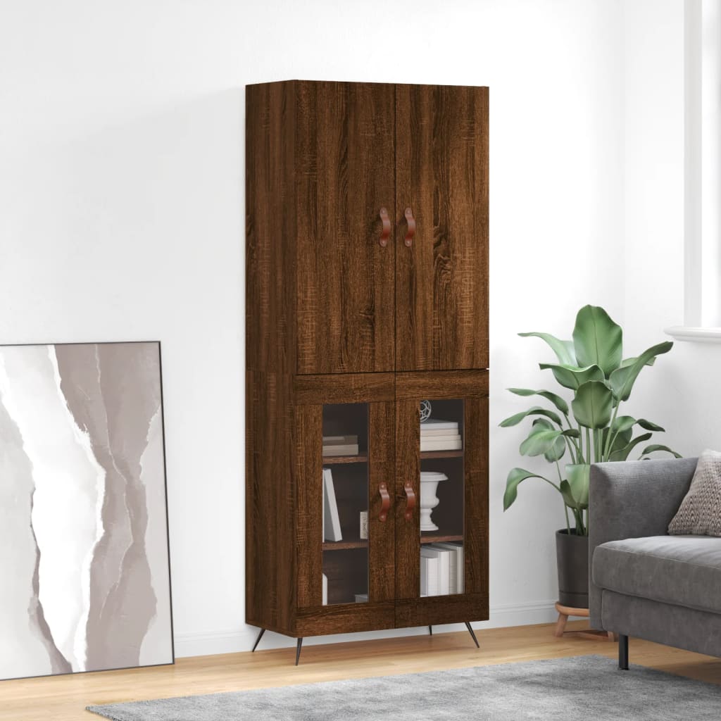 Skříň highboard hnědý dub 69,5 x 34 x 180 cm kompozitní dřevo