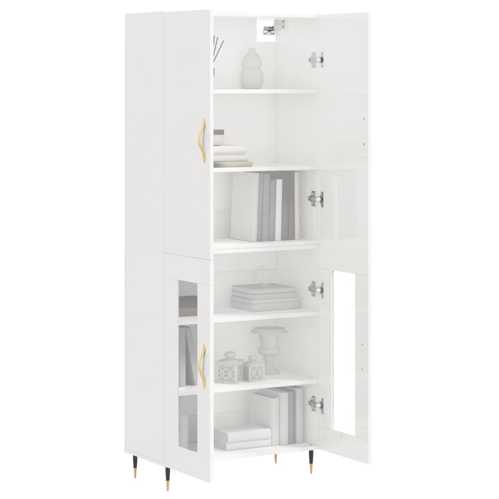 vidaXL Highboard High Gloss White 69.5x34x180 cm Engineered Wood