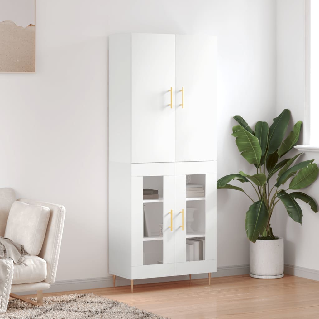 Skříň highboard bílá 69,5 x 34 x 180 cm kompozitní dřevo