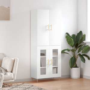 Skříň highboard bílá 69,5 x 34 x 180 cm kompozitní dřevo - obrázek 1