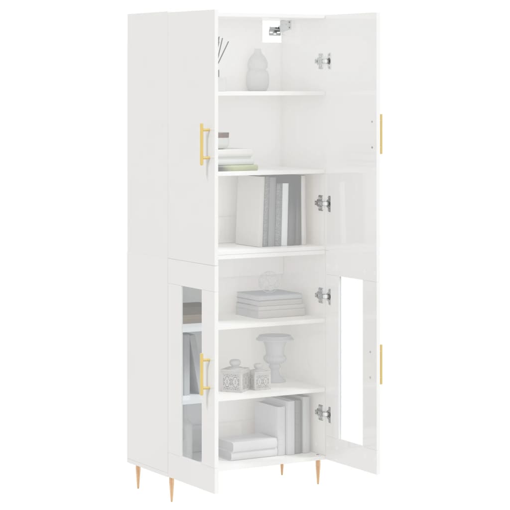 vidaXL Skříň highboard lesklá bílá 69,5 x 34 x 180 cm kompozitní dřevo