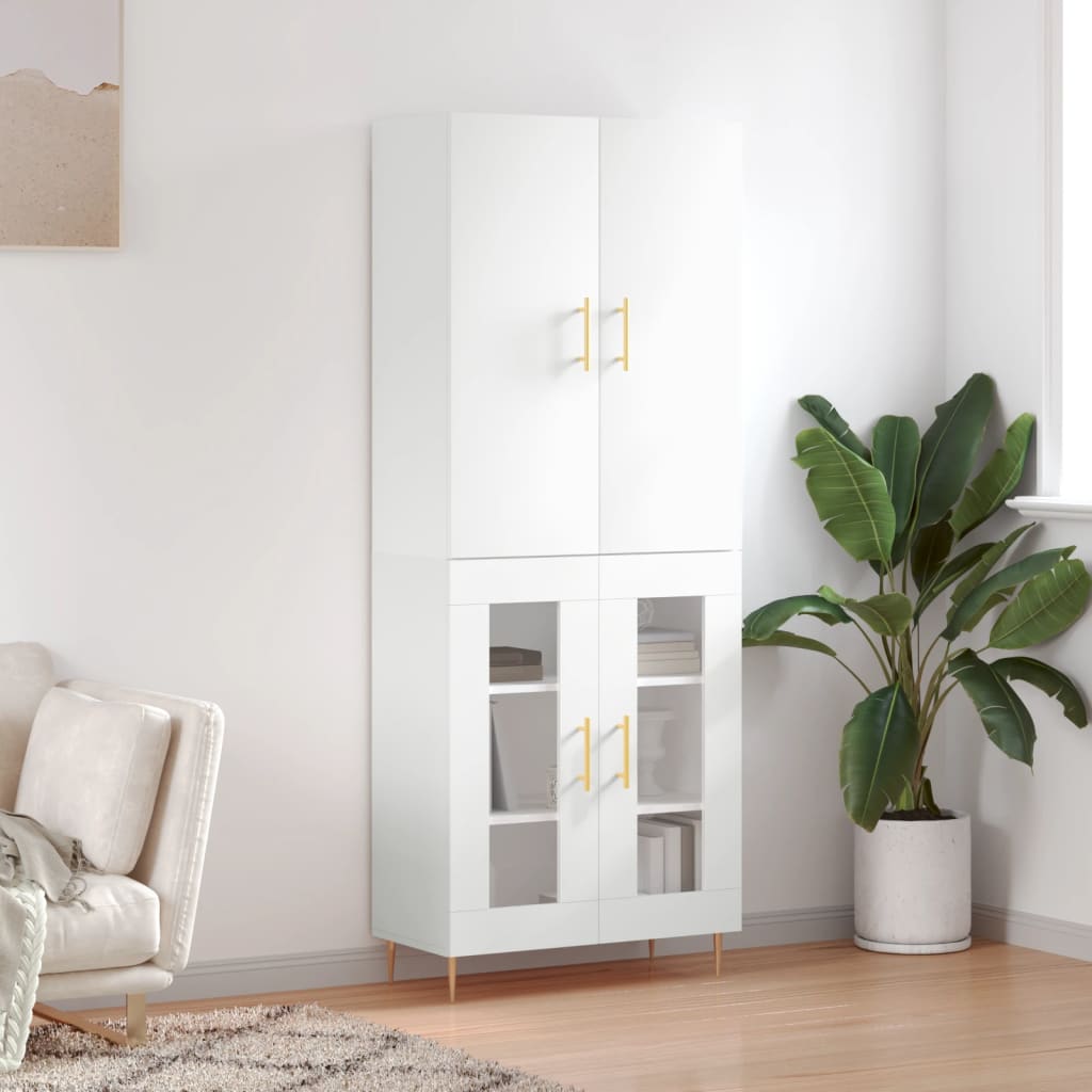 Skříň highboard lesklá bílá 69,5 x 34 x 180 cm kompozitní dřevo