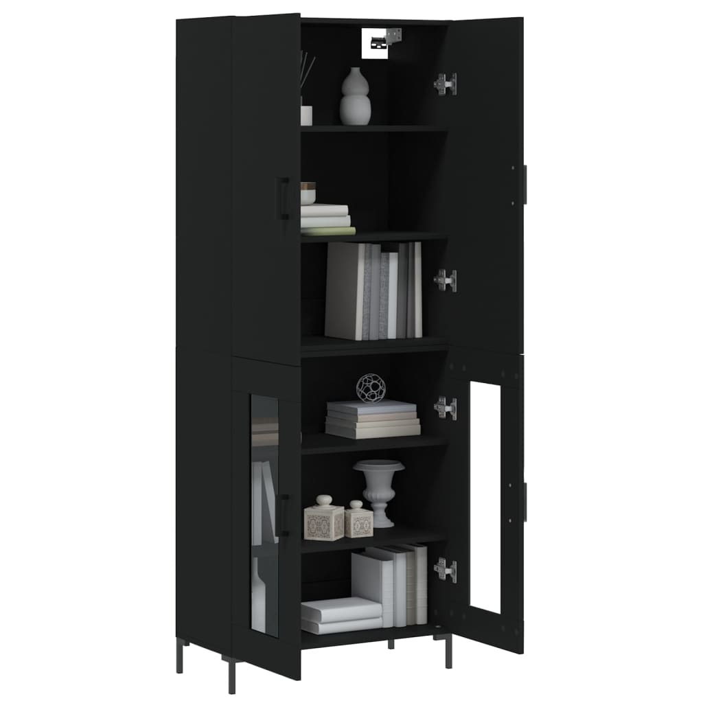 vidaXL Highboard Schwarz 69,5x34x180 cm Holzwerkstoff