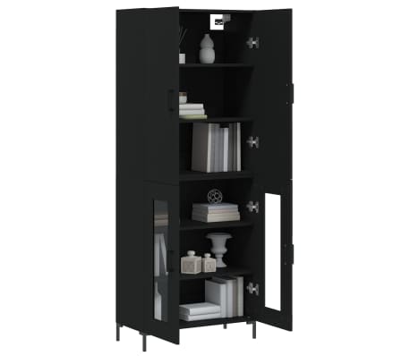 vidaXL Highboard Schwarz 69,5x34x180 cm Holzwerkstoff