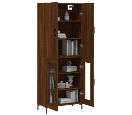 vidaXL Visoka komoda rjav hrast 69,5x34x180 cm inženirski les