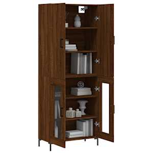 vidaXL Visoka komoda rjav hrast 69,5x34x180 cm inženirski les