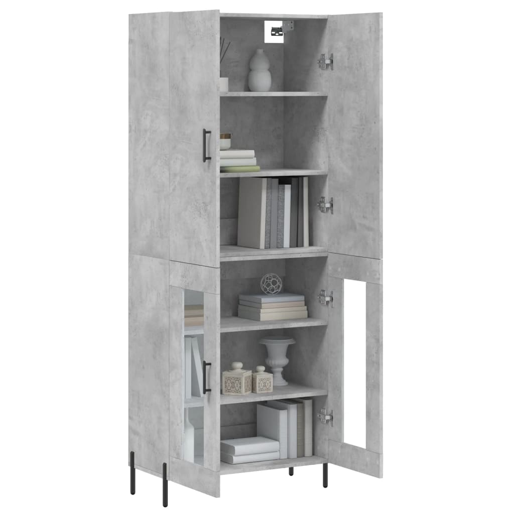 vidaXL Hoge kast 69,5x34x180 cm bewerkt hout betongrijs