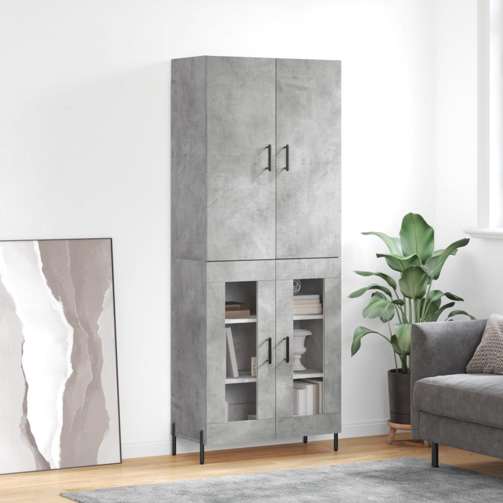 vidaXL Dulap înalt, gri beton, 69,5x34x180, lemn compozit