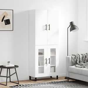 Skříň highboard bílá 69,5 x 34 x 180 cm kompozitní dřevo - obrázek 1