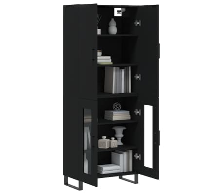 vidaXL Dulap &icirc;nalt, negru, 69,5x34x180 cm, lemn compozit