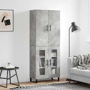 Visoka komoda betonsko siva 69,5x34x180 cm inženirski les