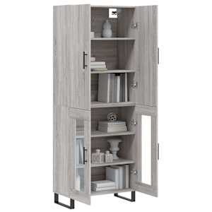 vidaXL Buffet haut Sonoma gris 69,5x34x180 cm Bois d'ing&eacute;nierie