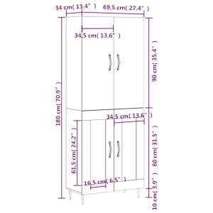 Skříň highboard dub sonoma 69,5 x 34 x 180 cm kompozitní dřevo - obrázek 13