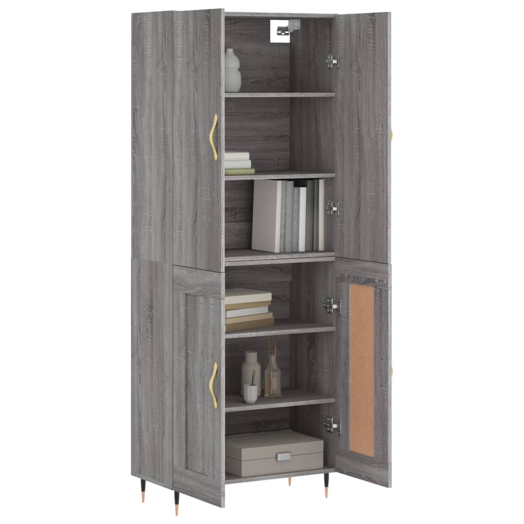 vidaXL Highboard Grey Sonoma 69.5x34x180 cm Engineered Wood