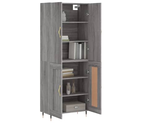 vidaXL Aparador alto madera contrachapada gris sonoma 69,5x34x180 cm