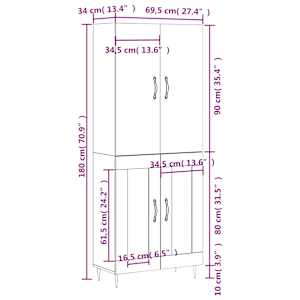 Skříň highboard šedá sonoma 69,5 x 34 x 180 cm kompozitní dřevo - obrázek 13