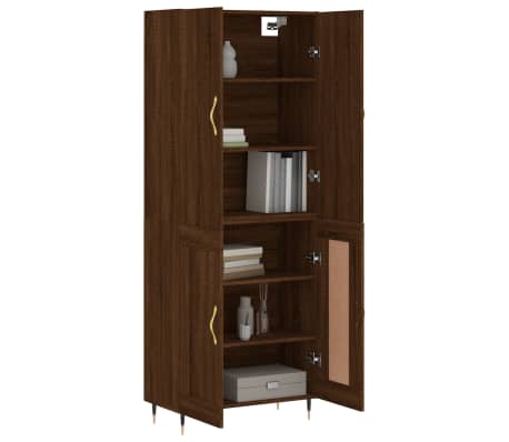 vidaXL Buffet haut Chêne marron 69,5x34x180 cm Bois d'ingénierie