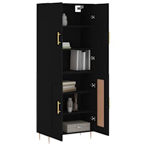 vidaXL Highboard Schwarz 69,5x34x180 cm Holzwerkstoff