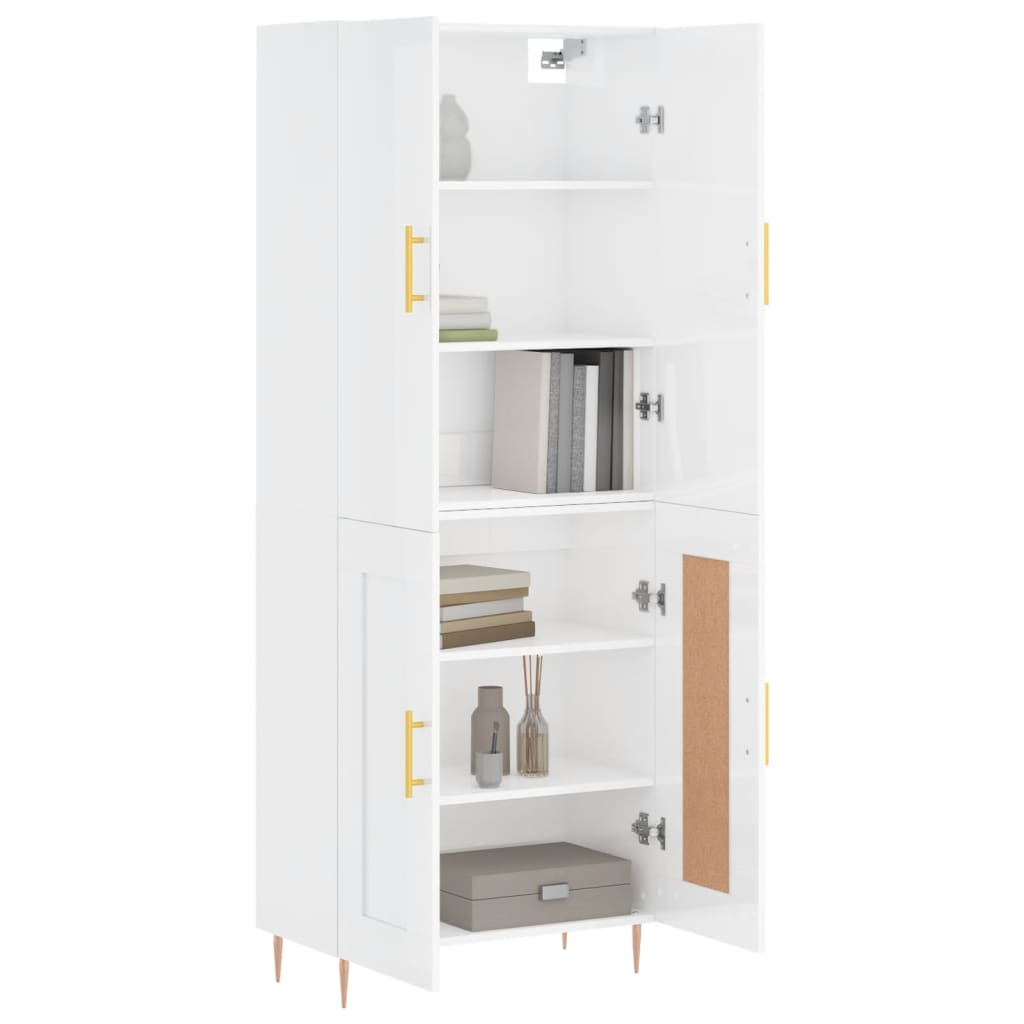 vidaXL Highboard Hochglanz-Weiß 69,5x34x180 cm Holzwerkstoff