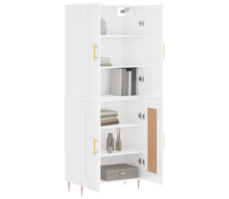 vidaXL Skříň highboard lesklá bílá 69,5 x 34 x 180 cm kompozitní dřevo