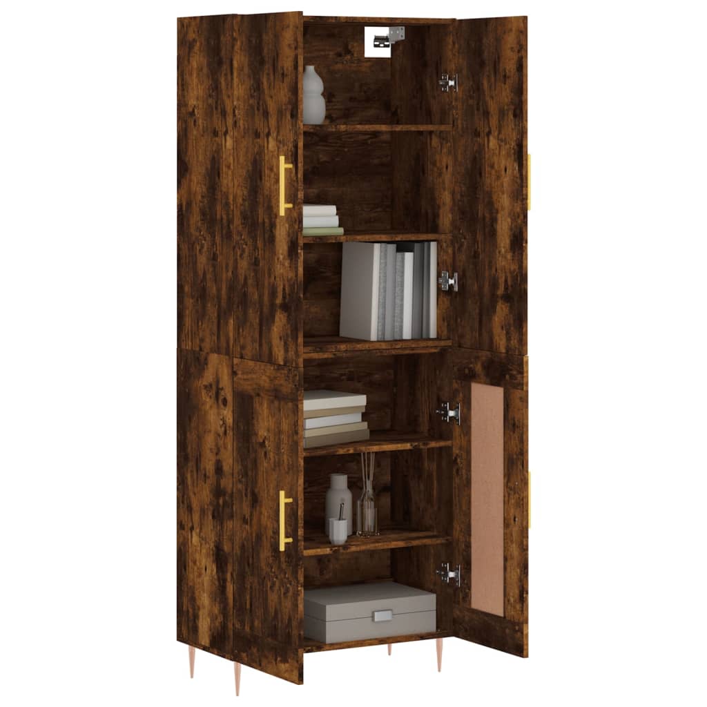 vidaXL Hoge kast 69,5x34x180 cm bewerkt hout gerookt eikenkleurig