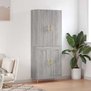 Visoka komoda siva sonoma 69,5x34x180 cm inženirski les