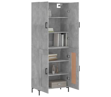 vidaXL Highboard Betongrau 69,5x34x180 cm Holzwerkstoff