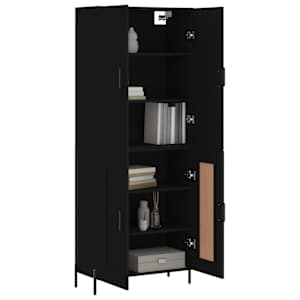 vidaXL Hoge kast 69,5x34x180 cm bewerkt hout zwart