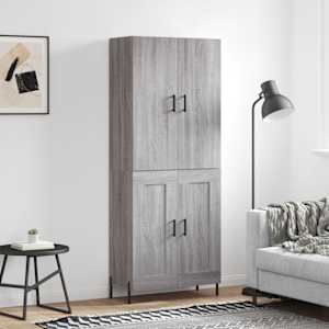 Visoka komoda siva sonoma 69,5x34x180 cm inženirski les
