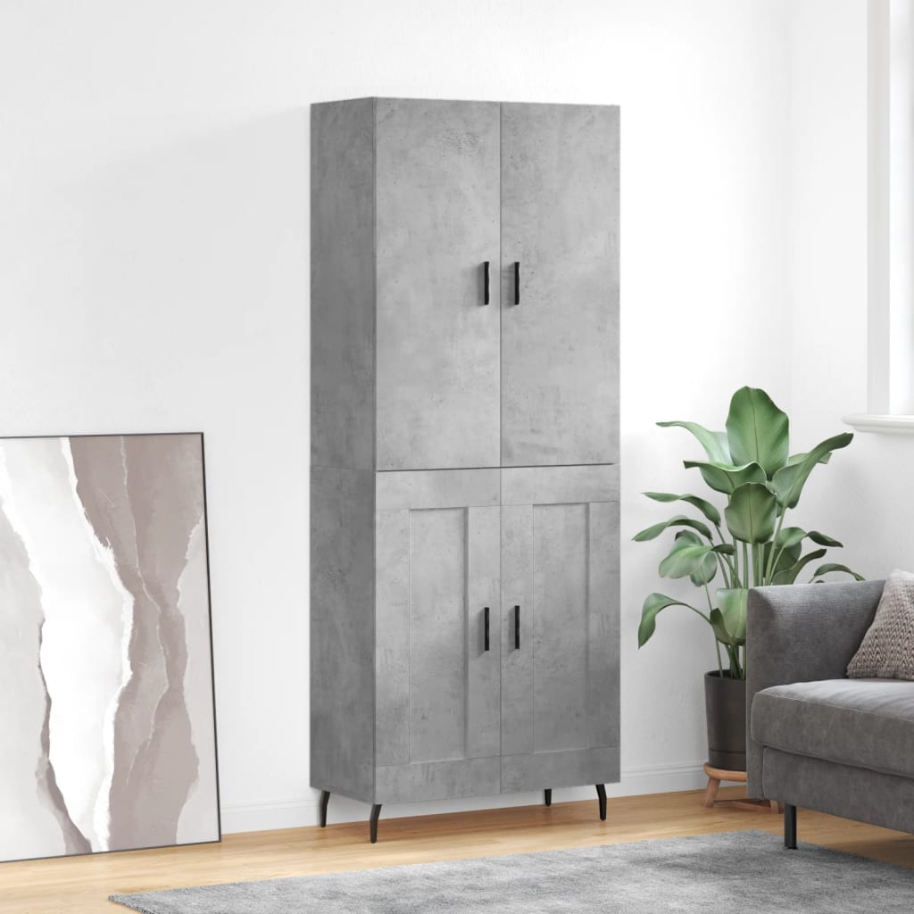 Skříň highboard betonově šedá 69,5x34x180 cm kompozitní dřevo