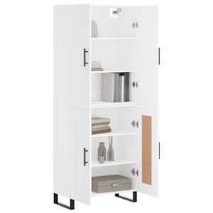vidaXL Buffet haut Blanc 69,5x34x180 cm Bois d'ing&eacute;nierie