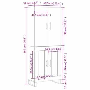 Skříň highboard dub sonoma 69,5 x 34 x 180 cm kompozitní dřevo - obrázek 13
