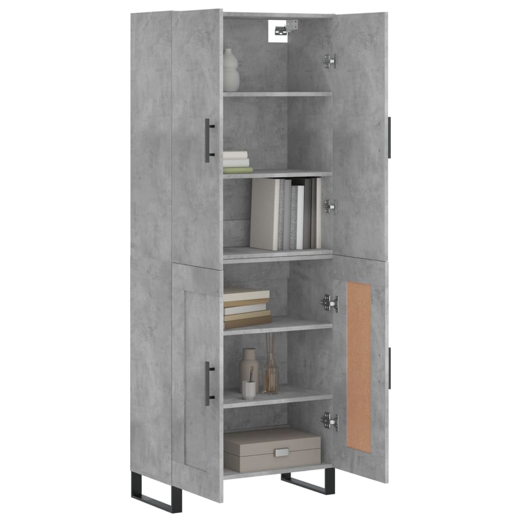 vidaXL Buffet haut Gris béton 69,5x34x180 cm Bois d'ingénierie