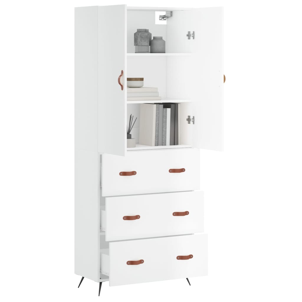 vidaXL Hoge kast 69,5x34x180 cm bewerkt hout wit