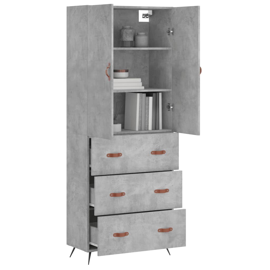 vidaXL Hoge kast 69,5x34x180 cm bewerkt hout betongrijs