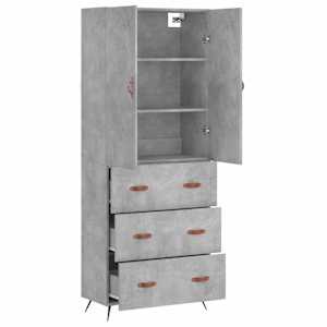 Skříň highboard betonově šedá 69,5x34x180 cm kompozitní dřevo - obrázek 4