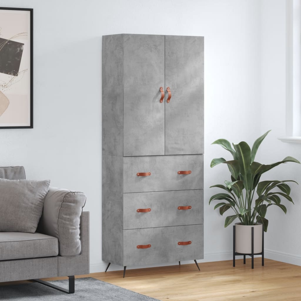 Skříň highboard betonově šedá 69,5x34x180 cm kompozitní dřevo