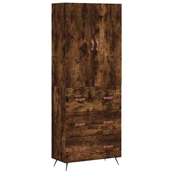 vidaXL k&otilde;rge kapp, suitsutatud tamm, 69,5 x 34 x 180 cm, tehispuit
