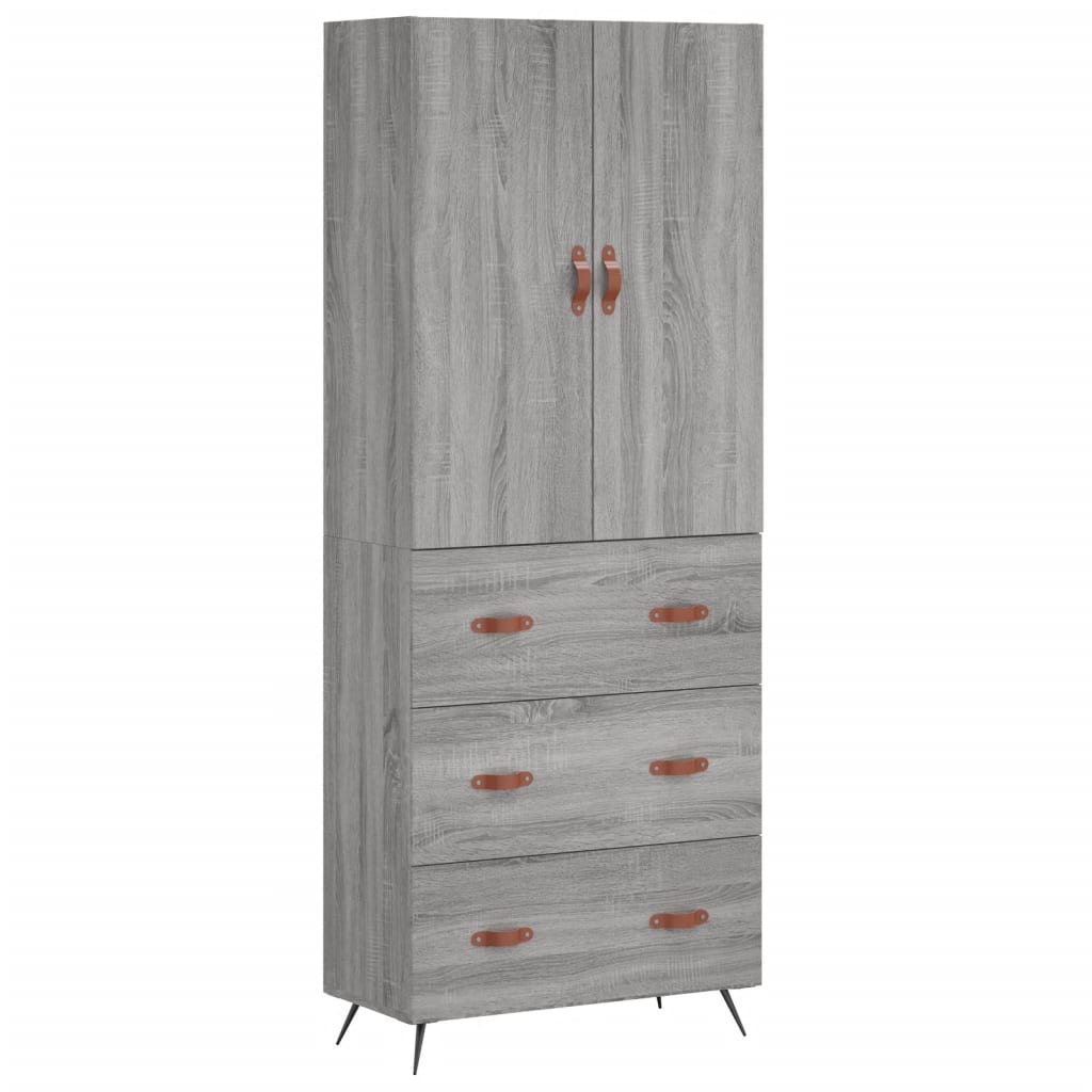 vidaXL Skříň highboard šedá sonoma 69,5 x 34 x 180 cm kompozitní dřevo