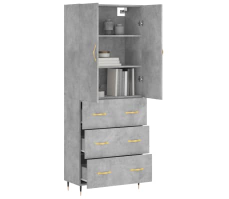 vidaXL betonsz&uuml;rke szerelt fa magasszekr&eacute;ny 69,5 x 34 x 180 cm