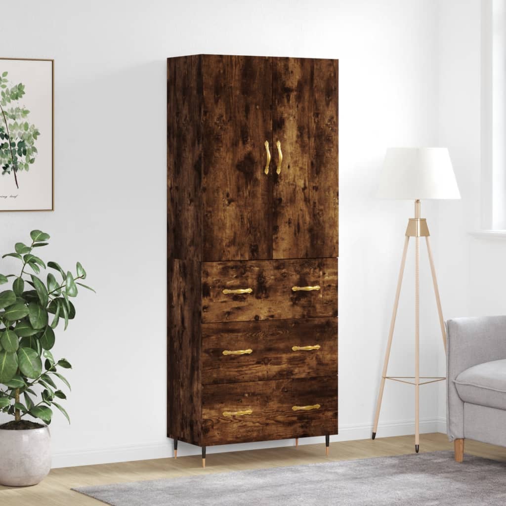 vidaXL Highboard Räuchereiche 69,5x34x180 cm Holzwerkstoff