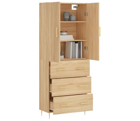 vidaXL sonoma t&ouml;lgy szerelt fa magasszekr&eacute;ny 69,5 x 34 x 180 cm