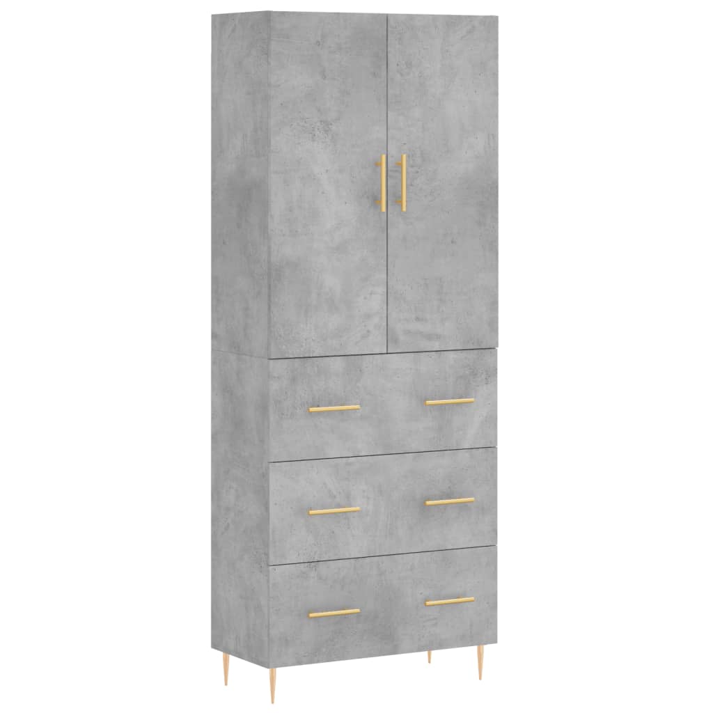 vidaXL Hoge kast 69,5x34x180 cm bewerkt hout betongrijs