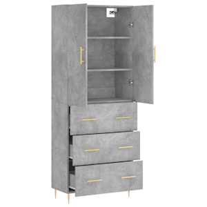 Skříň highboard betonově šedá 69,5x34x180 cm kompozitní dřevo - obrázek 4