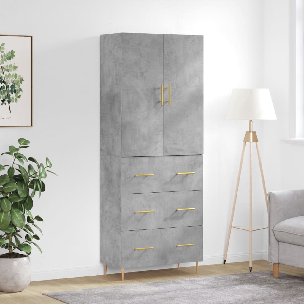 vidaXL Armário alto 69,5x34x180 cm derivados de madeira cinza cimento